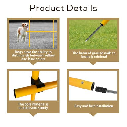 TNZMART 2.6 FT Dog Agility Obstacle Course Backyard Set Wave Poles and Adjustble Hurdles Training Exercise Equipment for Dogs (Pack of 6 Yellow) - style: pack of 6 Yellow