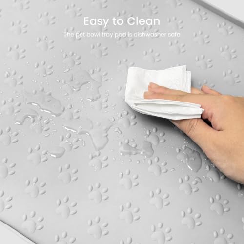 PWTAA Dog Food Mat Anti-Slip Silicone Dog Bowl Mat Thicker Pet Placemat Waterproof Cat Feeder Pad with Raised Edge Puppy Kitten Feeding Mats Suitable Small Medium-Sized Dogs Cats Eating Tray - 2PCS - color: White, size: 19.4" x 9.8"-2PCS