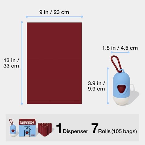 VETRESKA Dog Poop Bag with Dispenser, Leak Proof and Extra Thick Pet Waste Bags for Dog Walking and Cat Litter, Rose & Amberwood Scented, 105 Count - size: 1 Count (Pack of 105), style: Mist and Merlot