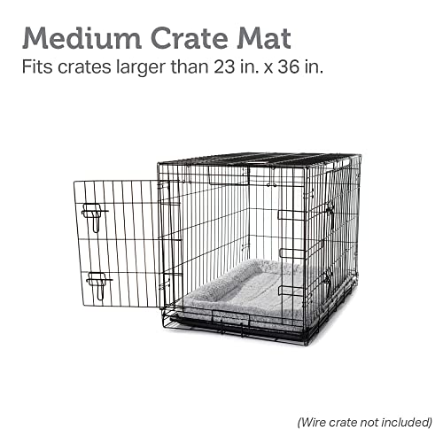 Friends Forever Bolster Dog Crate Mat 36 Inch, Washable Dog Crate Bed, Sherpa Fleece, Nova Grey - color: Nova Grey, size: 35.5"L x 23"W x 3"H, style: Crate Mat w/ Bolster