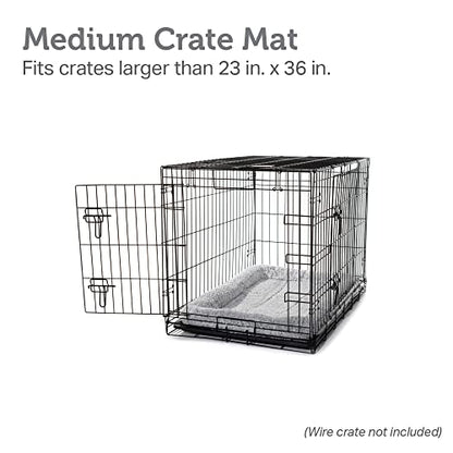Friends Forever Bolster Dog Crate Mat 36 Inch, Washable Dog Crate Bed, Sherpa Fleece, Nova Grey - color: Nova Grey, size: 35.5"L x 23"W x 3"H, style: Crate Mat w/ Bolster