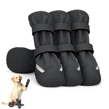 Dog Shoes, Waterproof Dog Boots & Paw Protectors, Breathable Dog Booties with Anti Slip Sole for Winter Snowy Day, Rainy Weather Indoor and Outdoor (Size 6, Black) - size: #6(width 2.36 inch)