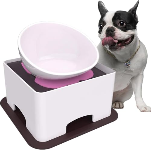 Ceramic Bulldog Bowl Dog Feeding Bowl - Dog Dish Wide Mouth Pet Sterile Tilted Pet Feeder with Anti-Skid Rubber Mat for Small Medium Dogs (White Replacement Bowl.(ONLY Bowl)) - color: White Replacement Bowl.(ONLY BOWL)