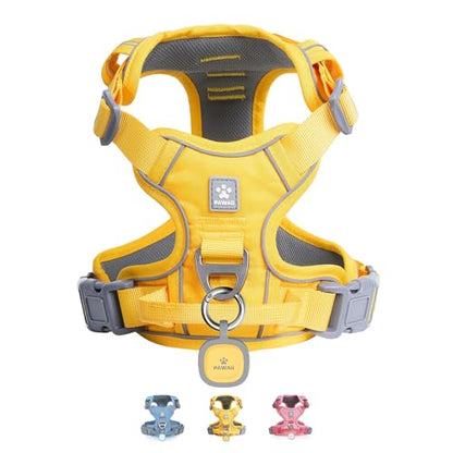 Pawaii No Pull Dog Harness with Pet ID Tag,Reflective Strips No Choke Front O Ring Breathable Mesh Adjustable Soft Padded Pet Vest with Easy Control Handle for Large Dogs | Built for safer walks with a QR Pet ID Tag, front no pull clip, reflective trim, c