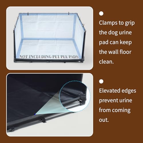 Dog Litter Box Indoor for Medium Dogs,Pee Pad Holder with High Walls(34.64"*28.34"*17.72"),No-Spill Pee Pad Holder with Foldable Pet Toilet,Easy Clean Puppy Litter Box for Dogs (Large) - size: Large