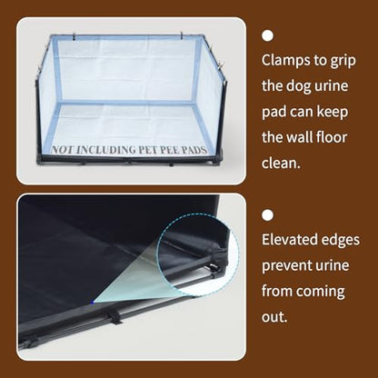 Dog Litter Box Indoor for Medium Dogs,Pee Pad Holder with High Walls(34.64"*28.34"*17.72"),No-Spill Pee Pad Holder with Foldable Pet Toilet,Easy Clean Puppy Litter Box for Dogs (Large) - size: Large