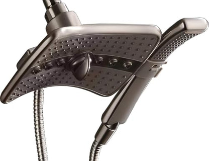 BRIGHT SHOWERS High Pressure Shower Head Combo with Two Spray Setting Fixed Shower Head and Two Spray Settings Handheld Shower Head with Grey Face, Brushed Nickel - color: Brushed Nickel, size: 2.5 Gallon Per Minute