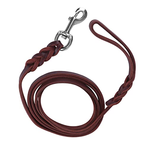 SUNGOOYUE Dog Lead Leash Leather Training Safety Rope 1.6m Padded Handle Lobster Clasp for Walking Running Hiking Medium Dogs (The Material Length is 2 Meters and the net Length) - size: The material length is 2 meters and the net length