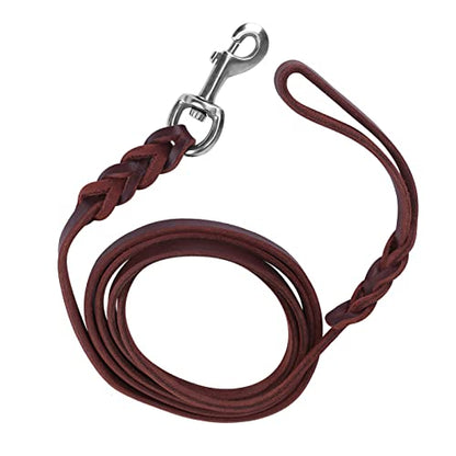 SUNGOOYUE Dog Lead Leash Leather Training Safety Rope 1.6m Padded Handle Lobster Clasp for Walking Running Hiking Medium Dogs (The Material Length is 2 Meters and the net Length) - size: The material length is 2 meters and the net length