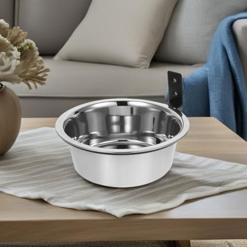 Happyyami Wall Mounted Pet Feeder Set with Elevated Stainless Steel Dog and Cat Food Water Bowls 8-inch Raised Feeding Station for Large Dogs and Cats