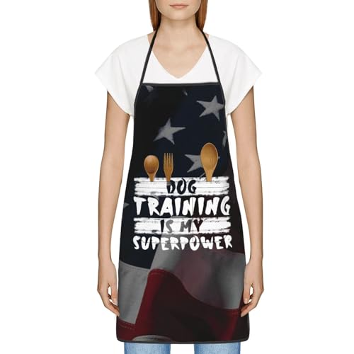 Dog Training is My Superpower Apron for cooking with Pockets Women Men Kitchen Chef Funny Aprons