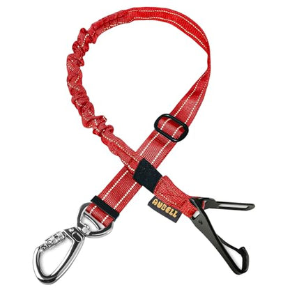 AUBELL Dog Seat Belt for Car,Updated 3-in-1 Adjustable Reflective Bungee Heavy Duty Dog Car Harness Tether with Clip Hook Latch & Buckle,Swivel Zinc Alloy Carabiner,Red - color: Red