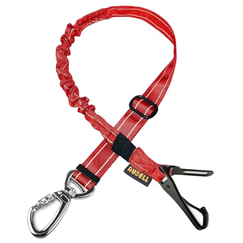 AUBELL Dog Seat Belt for Car,Updated 3-in-1 Adjustable Reflective Bungee Heavy Duty Dog Car Harness Tether with Clip Hook Latch & Buckle,Swivel Zinc Alloy Carabiner,Red - color: Red
