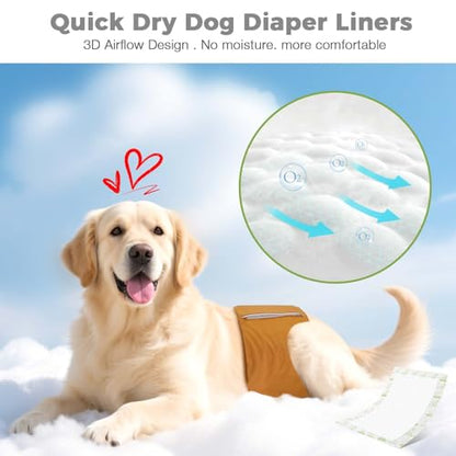Dog Diaper Liners, 100 Count, Super Absorbent Booster Pads for Male and Female Dogs, Ultra-Thin and Breathable, Regular - size: Regular-100 Pads