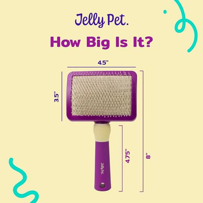JELLY PET Pivoting Slicker Brush, Brush Head Moves, Soft Pin Slicker, Protects Skin, Prevents Irritation, Effortless Brushing of Shedding Dogs, Detangles and Desheds
