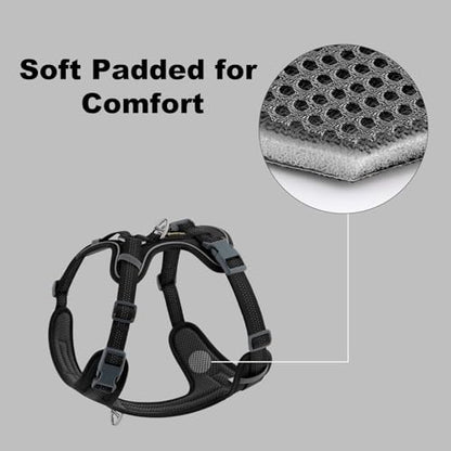 Plutus Pet No Pull Dog Harness, Release at Neck, Soft Padded, Reflective Adjustable Dog Vest Harness for Small, Medium, Large Dogs(Black, S) - color: Black, size: S