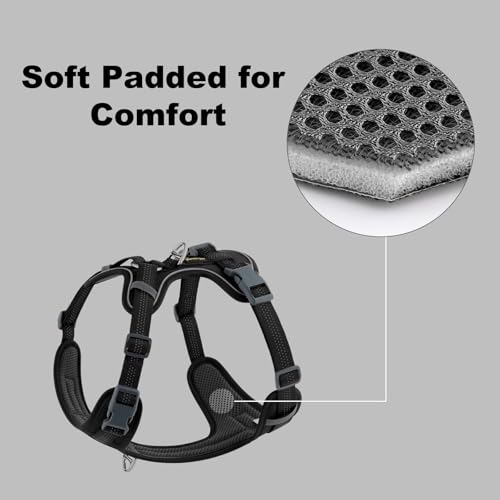 Plutus Pet No Pull Dog Harness, Release at Neck, Soft Padded, Reflective Adjustable Dog Vest Harness for Small, Medium, Large Dogs(Black, M) - color: Black, size: M