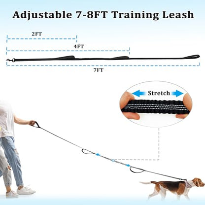 WYuZe 3 Handle Dog Leash for Large Dog 7FT Nylon Bungee Dog Training Leash | Reflective Shock Absorbing Triple Padded Handle Heavy Duty for Medium Dog Traffic Control No Pull Walking Hiking Black - color: Black