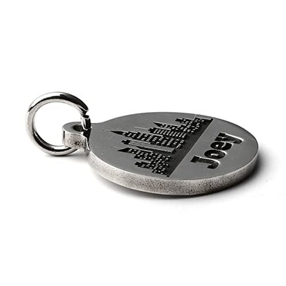 Deep Engraved Dog ID Tag Stainless Steel Personalized Customized Unique Pet ID Card Wolf Round (City S) - size: City S