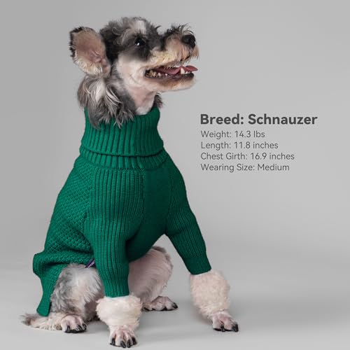 cyeollo Dog Sweater Pullover Turtleneck for Dogs, Classic Knitwear Fall Winter Cold Weather Dog Clothes Warm Pet Apparel Small Medium Large Dog Sweaters, Green S - color: Green, size: Small