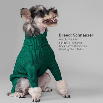 cyeollo Dog Sweater Pullover Turtleneck for Dogs, Classic Knitwear Fall Winter Cold Weather Dog Clothes Warm Pet Apparel Small Medium Large Dog Sweaters, Green S - color: Green, size: Small