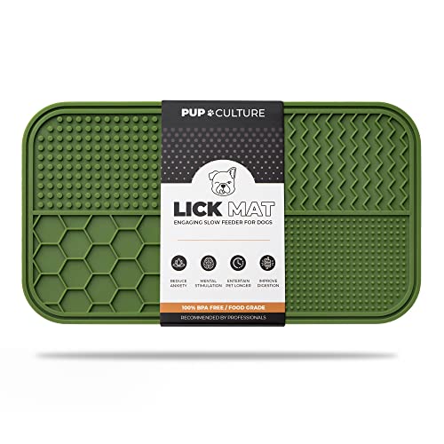 Pup Culture Dog Lick Mat for Dogs, Feeding Pad for Anxious Pets Plus 4 Different Puzzles for Mental Stimulation for Dogs - Supports Mental, Dental, and Digestive Health, Bite Resistant and Heavy Duty - color: Green, size: 1 Pack