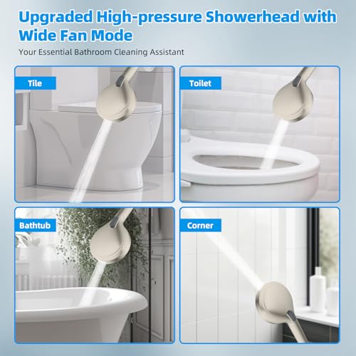 Hibbent All Metal CUPC Certified Shower Head, 10'' High Pressure Rainfall Shower Head, Handheld Showerhead Combo with 12'' Adjustable Extension Arm, 10-Spray, 71'' Hose, Shower Holder, Brushed Nickel - color: Brushed Nickel, style: Round 10''