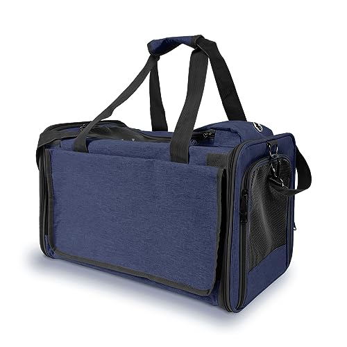 GAPZER Medium Cat Carrier Large Cat 15 lbs+ Soft Pet Carrier Small Puppy/Ventilated 2 Kittens Car Travel Bag Case/Comfy Big Maine Coons 25 Pounds/Soft-Sided Mesh Kitty Products Dark Blue - color: Navy