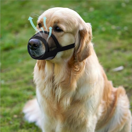 Evollax Extra Large Dog Muzzle - Air Mesh XL Dog Muzzle to Stop Biting, Barking and Chewing