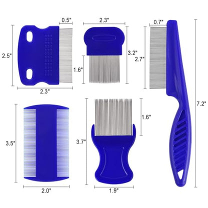 6 Pack Flea Comb for Cats Dogs,Stainless Steel Dog Cat Grooming Combs With Rounded Teeth,Double-Sided Tear Stain Remover,Dematting Comb For Dogs Cats Ideal for Small, Medium & Large Pets (Blue) - color: NEW Blue