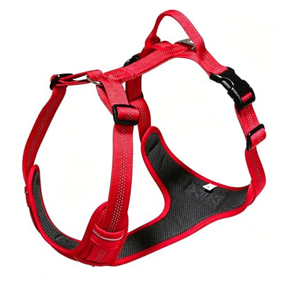 No Pull Dog Harness, Adjustable Vest with Front & Back Metal Leash Clips, Reflective for Safe Night Walks, Traffic Handle & Seatbelt Compatible, Breathable Padded Harness, Red, L - color: Red, size: L