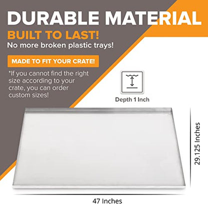Pinnacle Systems Precision Pet Two Door Metal Dog Crate Tray Replacement Pan Chew Proof Proof Pet Kennel Great Cage Tray Pet Supplies (Galvanized, 47" L X 29.125" W X 1") - size: 47.0"L x 30.0"W x 1.0"H