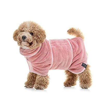 Lucky Pooch® Dog Robe - Luxurious Dog Bathrobe - Ultra Absorbent Dries Your Dogs in Minutes! Double-Layer, Super Soft Towel and Bath Robe All in One (L, Dusty Pink) - color: Dusty Pink, size: L