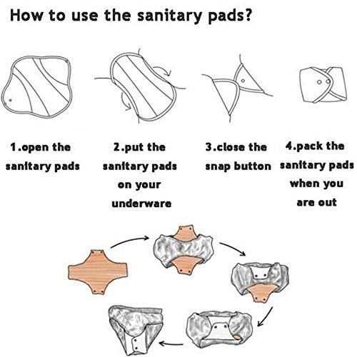 6pcs Resuable Incontinence Pads Resuable Waterproof Resuable Menstrual Pad Sets Including 5Pcs Heavy Flow Menstrual Pads Mama Cloth Sanitary Napkins + 1Pc Mini Wet Bag - color: 6 Pieces Set 3, size: Heavy Flow Bamboo Charcoal