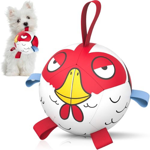 QDAN Dog Toy Balls: Pet Training Soccer Ball Dog Toy with Straps- Puppy Extra Small Dog Balls Beach Pool, Dogs Herding Ball, (5 Inch) - color: Red, size: 5 Inch