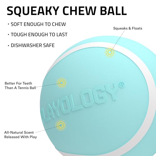 Playology Dog Toys | Squeaky Chew Ball for Large Dogs | Peanut Butter Scented Jumbo Dog Ball | Bouncy Floating Chew Toys for Fetch - size: Jumbo, style: Peanut Butter