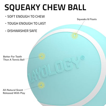 Playology Dog Toys | Squeaky Chew Ball for Large Dogs | Peanut Butter Scented Jumbo Dog Ball | Bouncy Floating Chew Toys for Fetch - size: Jumbo, style: Peanut Butter