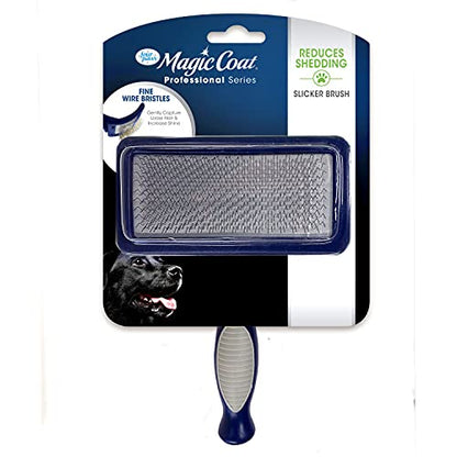 Four Paws Magic Coat Professional Series Grooming Brush for Dogs & Cats, Reduces Shedding, Stimulates Coat's Natural Oils, Ergonomic Design, Ideal for Medium, Long, Curly, and Wiry Coats