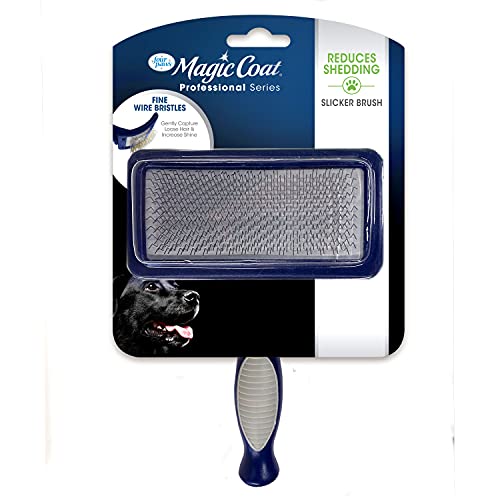 Four Paws Magic Coat Professional Series Grooming Brush for Dogs & Cats, Reduces Shedding, Stimulates Coat's Natural Oils, Ergonomic Design, Ideal for Medium, Long, Curly, and Wiry Coats