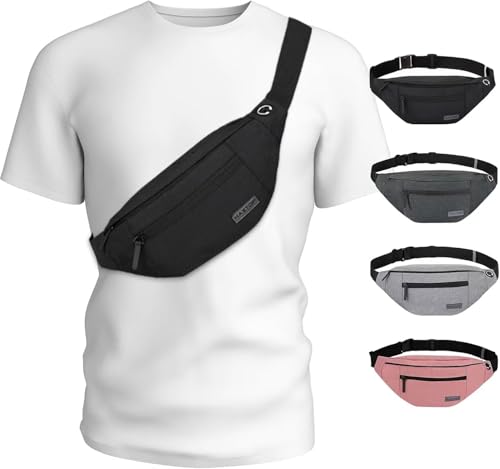 MAXTOP Large Crossbody Fanny Pack with 4-Zipper Pockets,Gifts for Enjoy Sports Festival Workout Traveling Running Casual Hands-Free Wallets Waist Pack Phone Bag Carrying All Phones - color: Black(4 Zipper Pockets), size: Large, style: Large Fanny Pack(4 Z