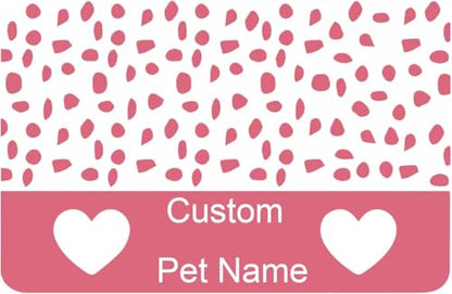 Personalized Dog & Cat Food Mat with Name Waterproof PU Pet Bowl Mat Non-Slip Rubber Bottom Easy Clean Available in(24"×16", 30"×20", 36"×24") | Pet Feeding Mat for Food & Water (Pink Love) - color: Pink love
