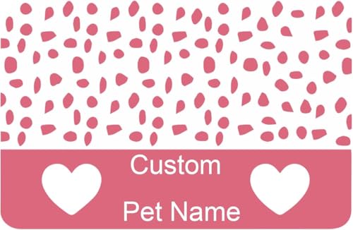 Personalized Dog & Cat Food Mat with Name Waterproof PU Pet Bowl Mat Non-Slip Rubber Bottom Easy Clean Available in(24"×16", 30"×20", 36"×24") | Pet Feeding Mat for Food & Water (Pink Love) - color: Pink love