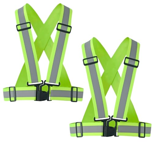 2.0 IN High Visibility Reflective Safety Strap for Construction, Running, Cycling - color: 2pc-yellow, size: XX-Large