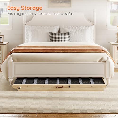 HOOBRO Dog Ramp for Bed, 63" Long Folding Pet Ramp with Non-Slip Mat and Safety Side Rails, 5 Height Adjustable up to 29.5", Wooden Dog Ramp for Couch, for Small/Large Dogs, Natural and Black NB46PT03 - size: 63.0"L x 17.7"W x 3.7"H