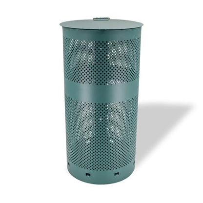 ZERO WASTE USA - Round Outdoor 10 Gallon Capacity Waste Can - 100% Rust-Free, Powder-Coated, Commercial Grade Aluminum to Withstand Weather. 10-Year Warranty (Matte Green) - color: Matte Green