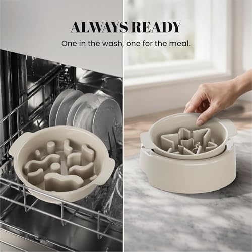 AVERYDAY 3 Pack Slow Feeder Dog Bowl Set, Two Weighted Maze Insert Bowls, Anti-Slip Changeable Puzzle Feeding Bowl for Wet Dry & Raw Dog Food, Slow Eating Deep Pet Food Dish for Medium & Large Breeds - color: Cosmic Graphite