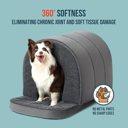 PELZIN Orthopedic Dog Bed House - Indoor Dog Tent with Washable Removable Cover - Pet Bed with Cover Cave - Nonskid Bottom, Ideal for Extra Large Breeds & Fits 42-Inch Crate - 41"x27", Charcoal - size: 41"L x 27"W x 28"Th