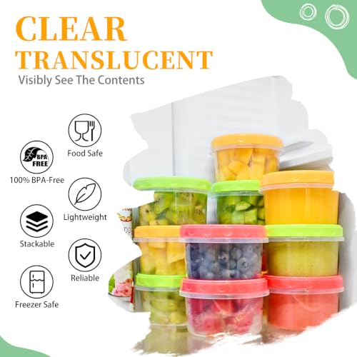 TOFLEN Reusable Small Freezer Containers 8 Oz Plastic Food Storage Containers with Screw On Lids, Leakproof & Airtight, Freezer Safe, Dishwasher Safe, Set of 6 Multicolor - size: 8 oz*6