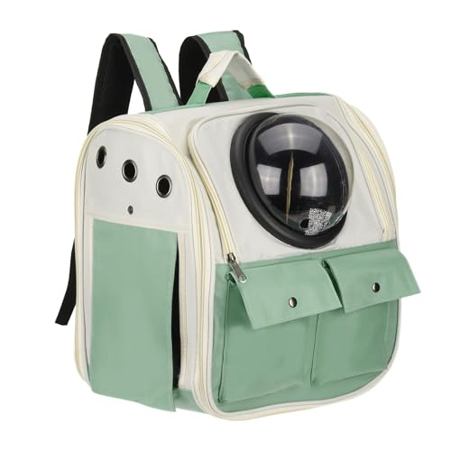 Pet Backpack Carrier, Portable and Ventilated, Oxford Cloth, Dogs Cats and Small Animals Travel Bag 12.99", (Green, 1 Pcs), Intended for Hiking/Camping/Traveling - color: Green