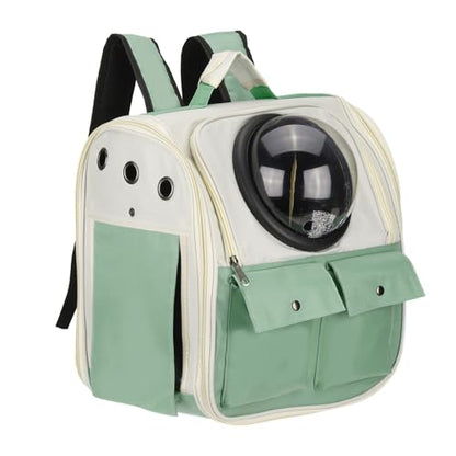 Pet Backpack Carrier, Portable and Ventilated, Oxford Cloth, Dogs Cats and Small Animals Travel Bag 12.99", (Green, 1 Pcs), Intended for Hiking/Camping/Traveling - color: Green